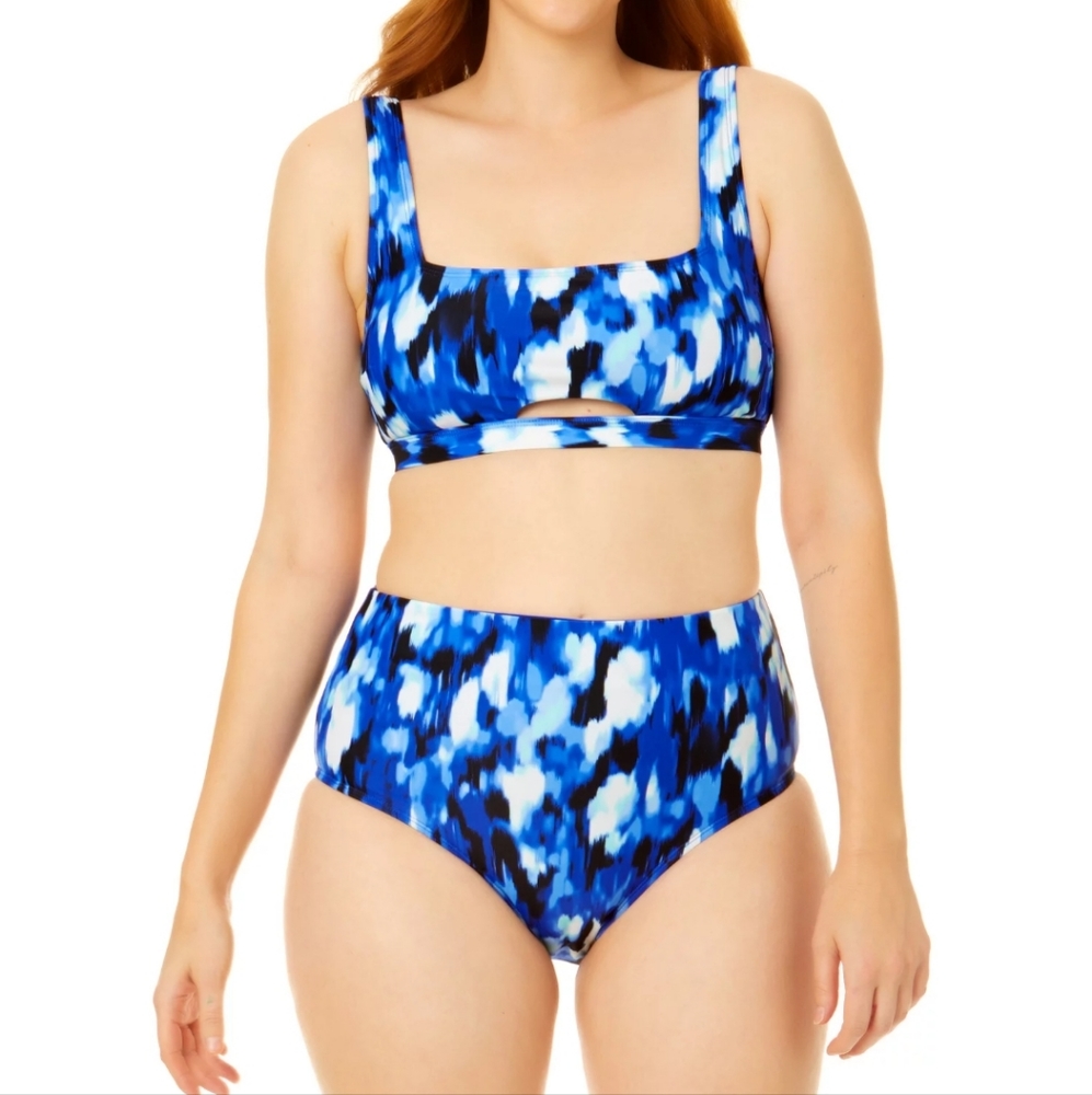 Time and Tru Women's Tie Dye Foldover Swim Bottoms 3X. 24w-26w top and bottom.